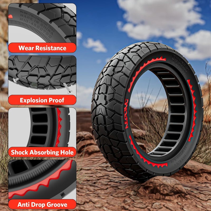 Cooryda 10X2.5 Off Road Tire for Ninebot F20/F40/G30/mi4 ULTRA/mi4,10 inch Solid Tyres 60/70-6.5 with Mounting Tool for Electric Scooter, 10X2.5'' Scooter Replacement Wheels For Front(Red 1pc) - Image 2